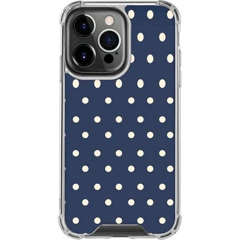 Blue and Cream Polka Dots iPhone 16 Pro Clear Case